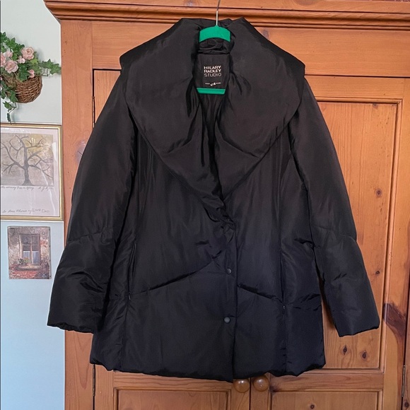 Hilary Radley Down Filled Classic Black Puffer Coat - Picture 1 of 9
